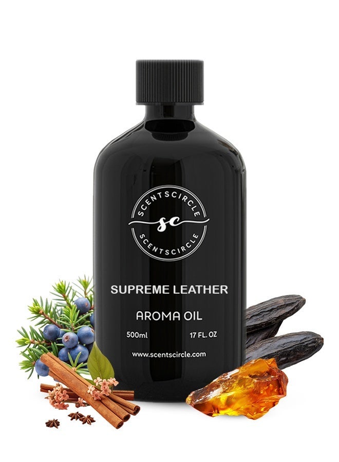 Scentscircle Supreme Leather Luxury Diffuser Oil 500ml – Aromatic Leather with Juniper Berries, Tonka Bean & Amber | Long-Lasting Electric Aroma Oil for Homes, Shops & Offices | Scentscircle - Image 1